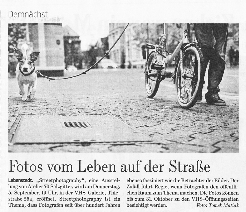 Ausstellungsankündigung Salzgitter-Zeitung vom 2. September 2013